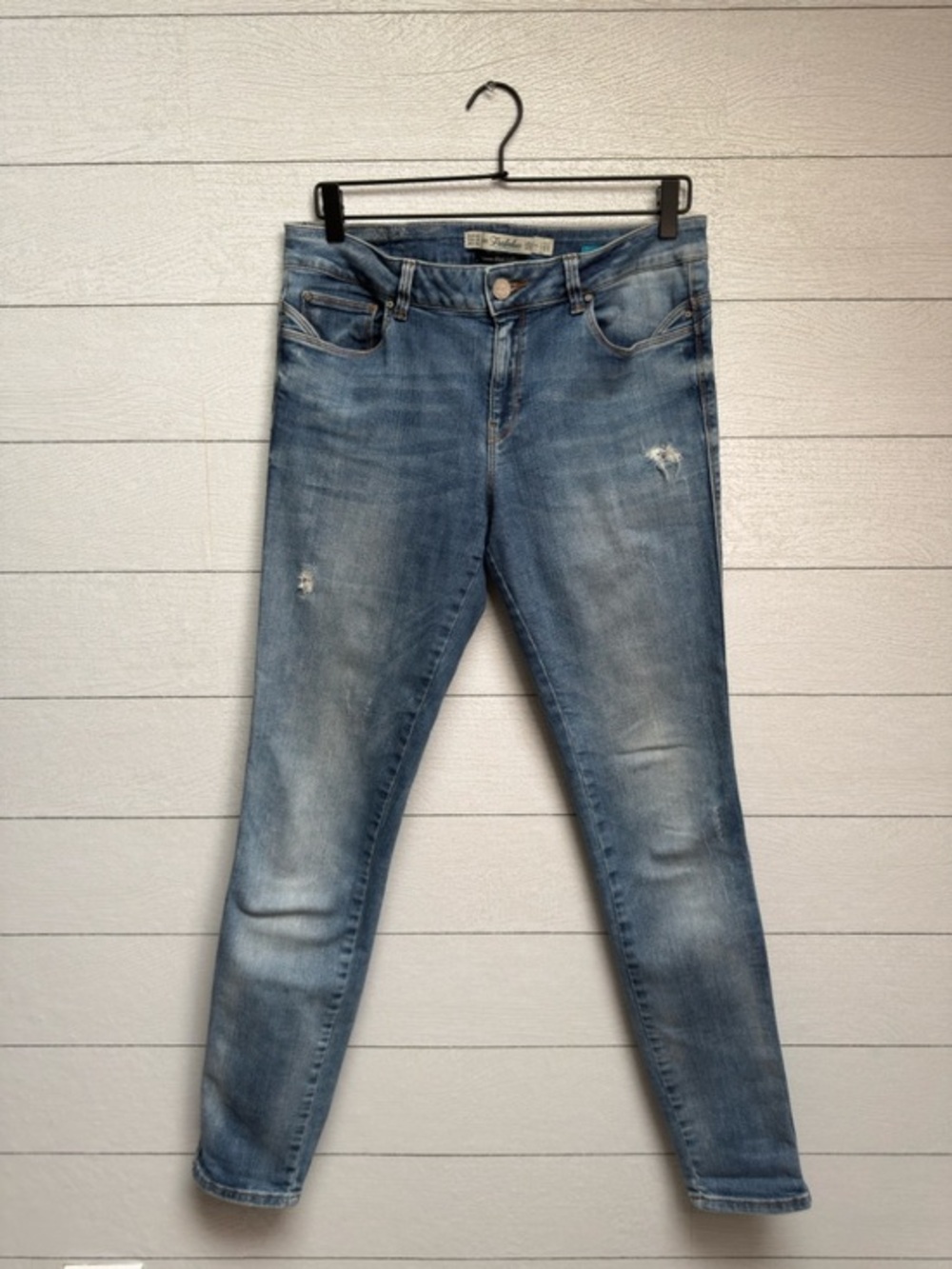 Zara Trafaluc Skinny Jeans Light Blue Distressed Ripped Y2K Grunge Size 10 US